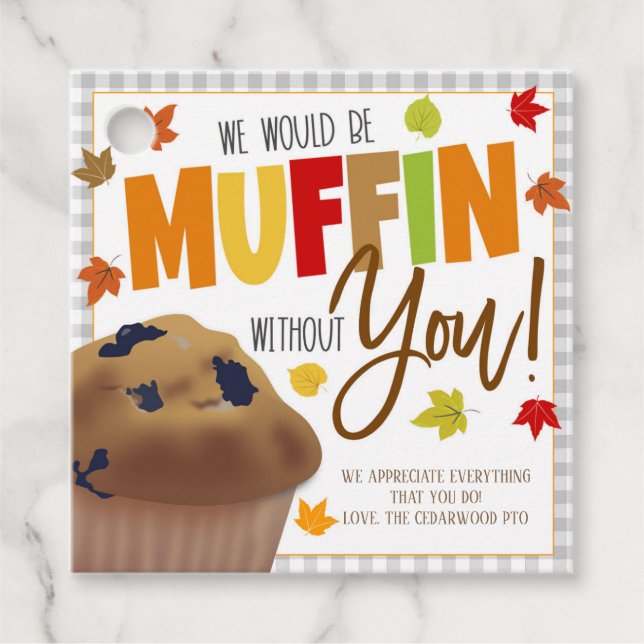 Étiquettes Cadeaux de Muffin Automne (Devant)