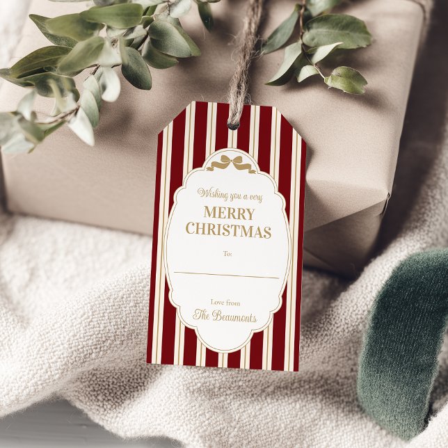 Étiquettes Cadeaux de Noël à Rayures Rouges (Créateur téléchargé)