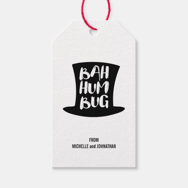 Étiquettes cadeaux de Noël Carol Bah Humbug (Devant)