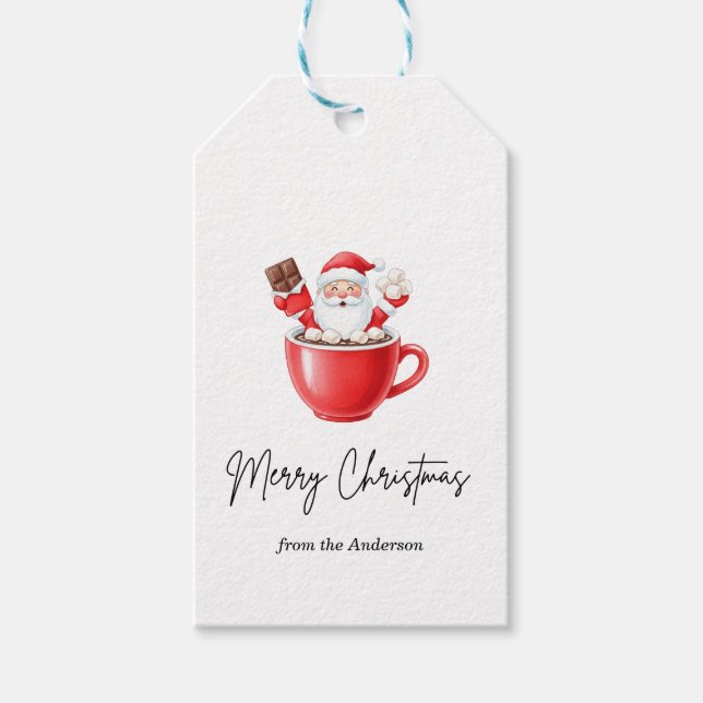 Étiquettes Cadeaux de Noël Chocolat Chaud Mignonne (Devant)