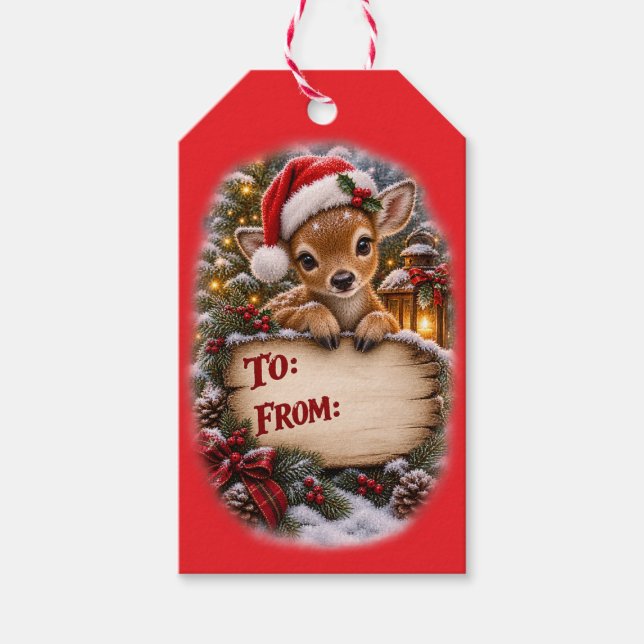 Étiquettes Cadeaux de Noël Faon (Devant)