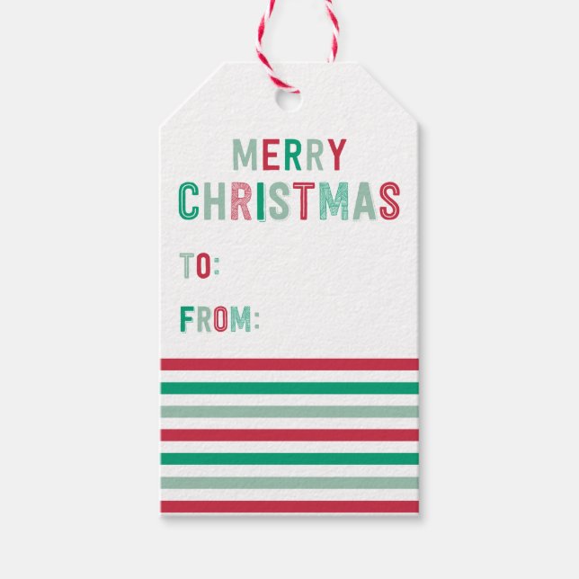 Étiquettes cadeaux de Noël Grille verte et rouge (Devant)