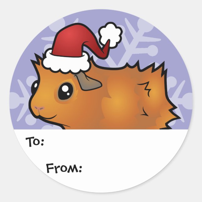 Étiquettes cadeaux de Noël Guinée porc (scruffy) (Devant)