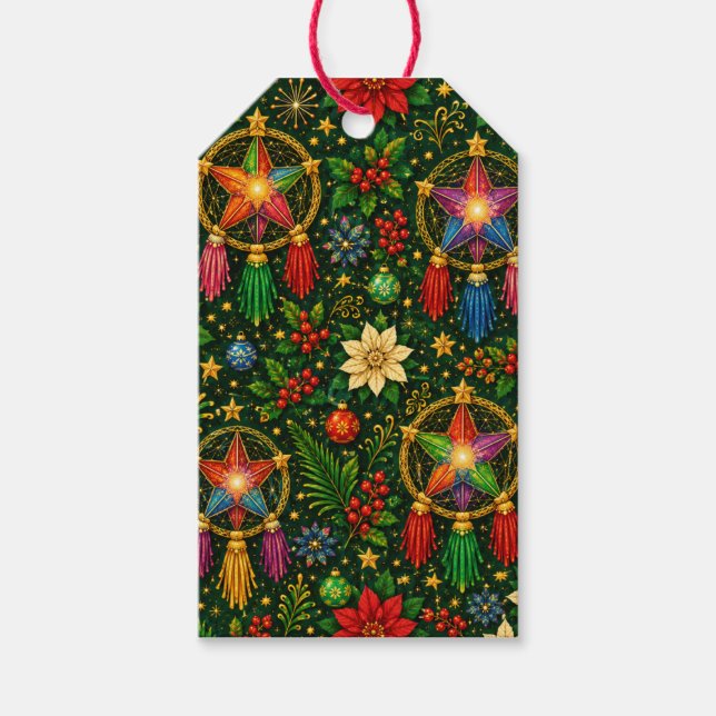Étiquettes Cadeaux de Noël Lanterne Étoilée Tons d (Devant)