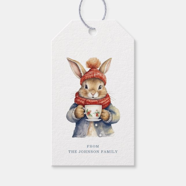Étiquettes cadeaux de Noël Rabbit (Devant)