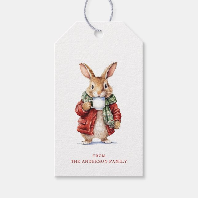 Étiquettes cadeaux de Noël Rabbit (Devant)