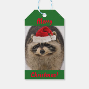 Étiquettes cadeaux de Noël raccoon