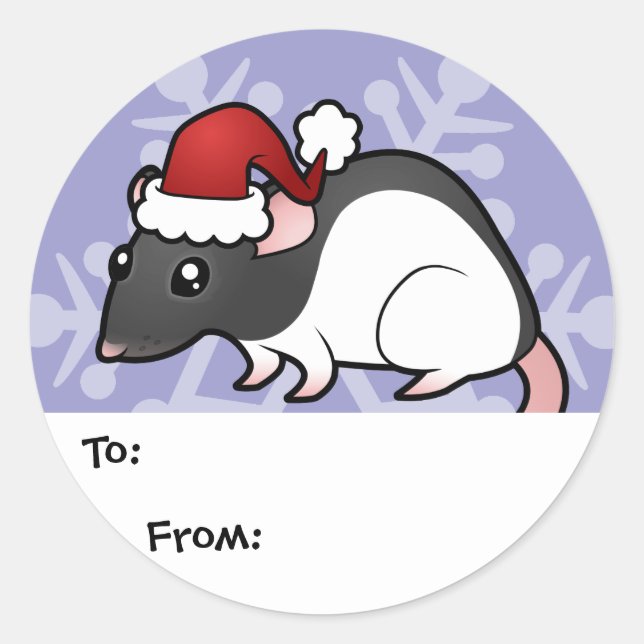 Étiquettes cadeaux de Noël Rat (Devant)