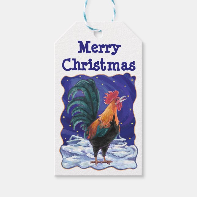 Étiquettes cadeaux de Noël Rooster (Devant)