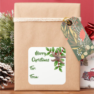 Étiquettes cadeaux de Noël Starfish et Holly Green