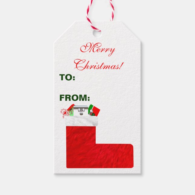 Étiquettes cadeaux de Noël Stocking (Set of Ten) (Devant)