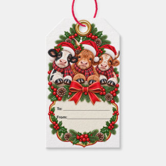 Étiquettes Cadeaux de Noël Vaches de Noël