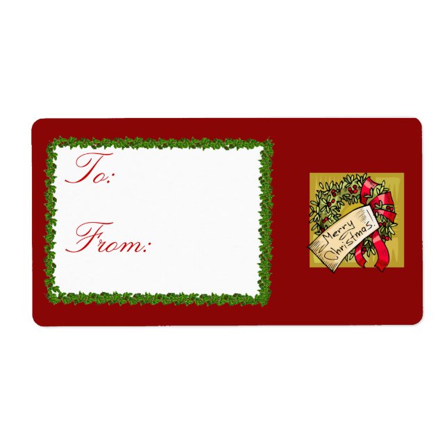 Étiquettes cadeaux de Noël Wreath (Devant)