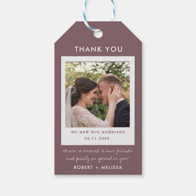 Étiquettes Cadeaux de Remerciement Mariage Photo R (Devant)