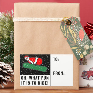 Étiquettes Cadeaux de Vacances pour Snowboardeur S