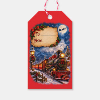Étiquettes Cadeaux du Train de Noël du Père Noël