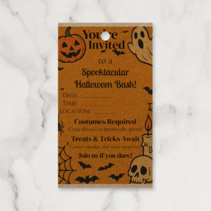 Étiquettes Cadeaux Éffrayant Invitation Halloween Bash Fantômes et