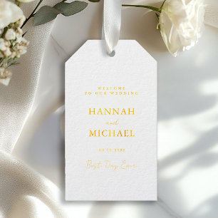 Étiquettes Cadeaux Élégant, blanc, Mariage minimal