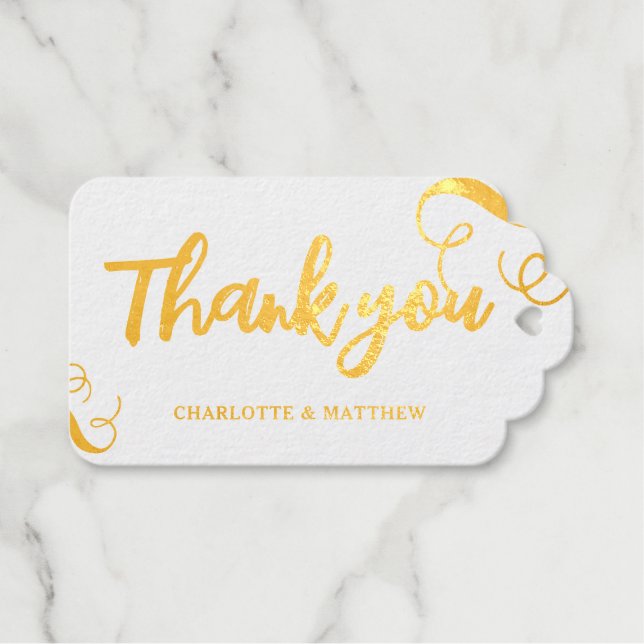 Étiquettes Cadeaux Élégant Mariage Or Brillant  (Recto (horizontal))