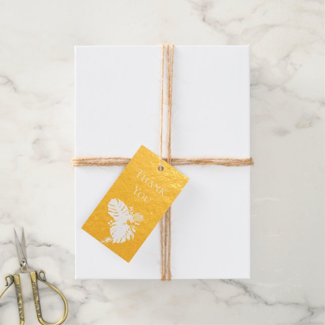 Étiquettes Cadeaux Elégant Tropical Vert Aquarelle Palm Feuilles (Avec de la ficelle)