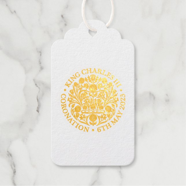 Étiquettes Cadeaux Emblème de couronnement roi Charles III (Recto)