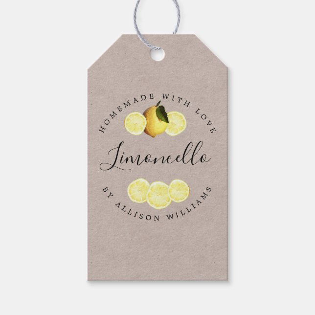 Étiquettes Cadeaux en Papier Kraft Limoncello Fait (Devant)