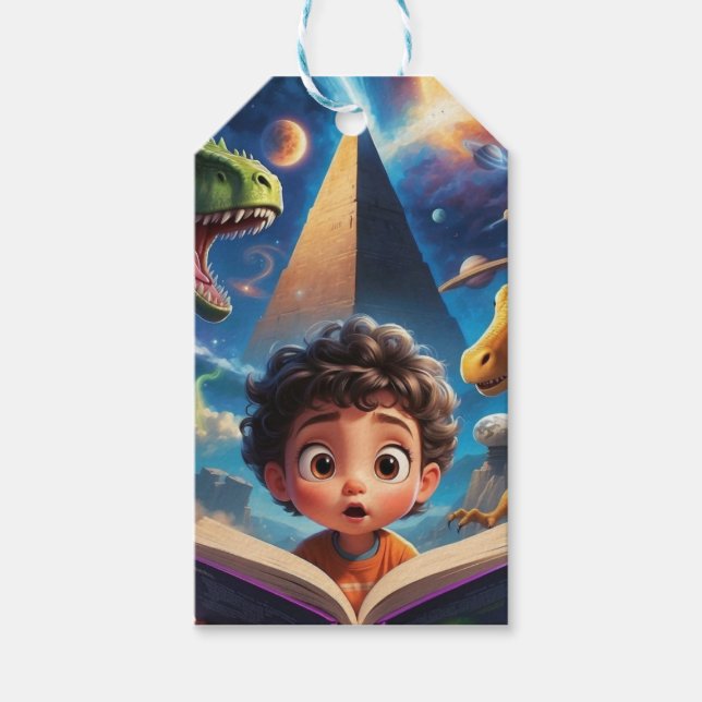 Étiquettes Cadeaux Espace Dinosaure (Devant)