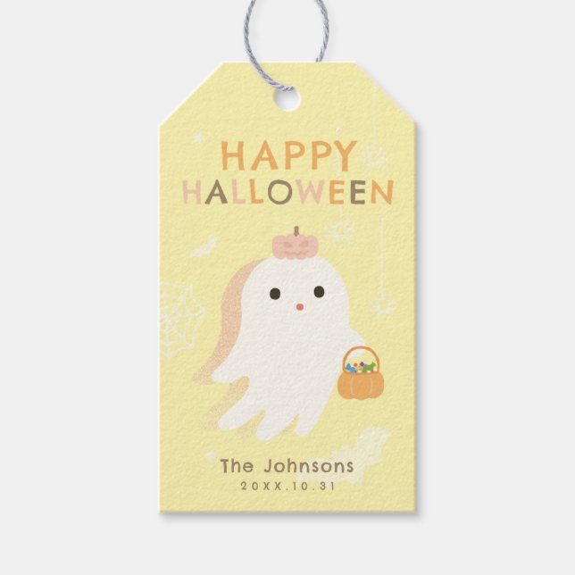 Étiquettes Cadeaux Fantôme Joyeux Halloween (Devant)