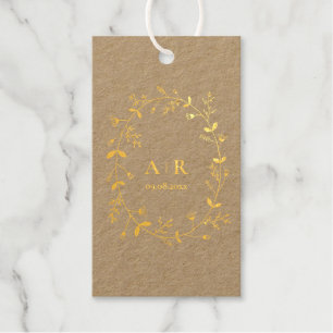 Étiquettes Cadeaux Favoris de mariage à vignes sinueuses en feuille d