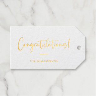 Étiquettes Cadeaux Félicitations Stylish Minimal Calligraphy Gold