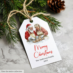 Étiquettes Cadeaux Festives Père Noël Rouge Blanc