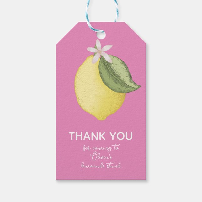 Étiquettes Cadeaux Fête d'Anniversaire Pink Lemon  (Devant)