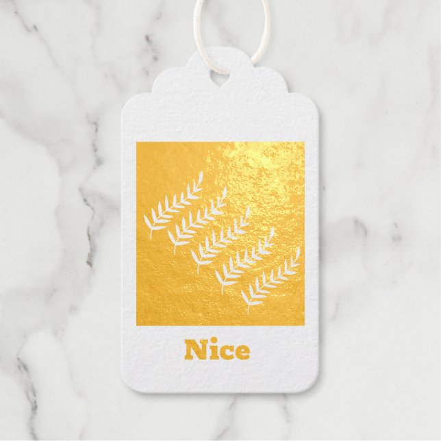 Étiquettes Cadeaux Feuilles personnalisées Images Nice texte Gold Foi (Recto)