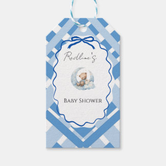 Étiquettes Cadeaux Filleul Plaid Bleu pour Baby Sh