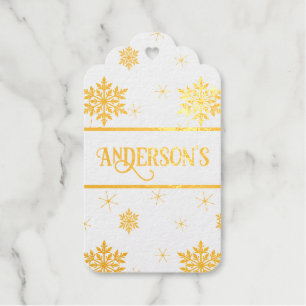 Étiquettes Cadeaux Flacons de neige   Nom de famille personnalisé