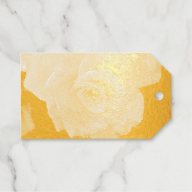 Étiquettes Cadeaux Fleur de rose orange (Recto (horizontal))