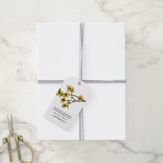 Étiquettes Cadeaux Fleurs de Cerisier Simples Jaun