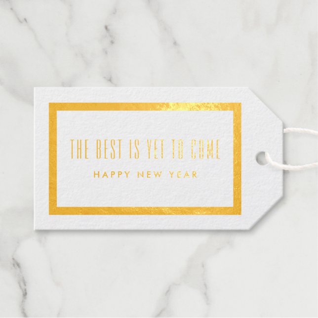 Étiquettes Cadeaux Foil Le Meilleur Est Encore À Venir Simple Bordure (Recto (horizontal))