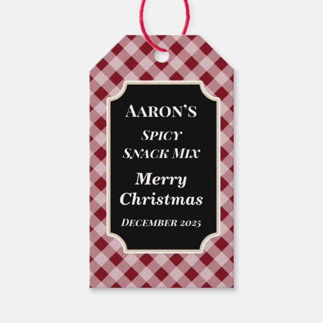 Étiquettes Cadeaux Gingham Rouge Rustique (Devant)