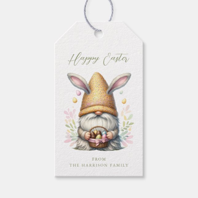 Étiquettes cadeaux Gnome de Pâques (Devant)