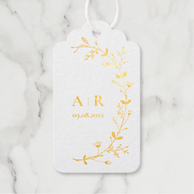 Étiquettes Cadeaux Gold Foil Meandering Vine Wedding Favor (Recto)