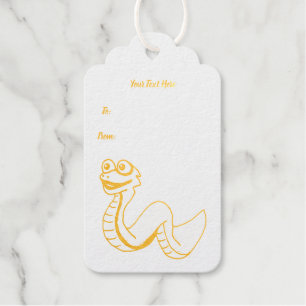 Étiquettes Cadeaux Golden Cute Snake Illustration grands yeux Points 