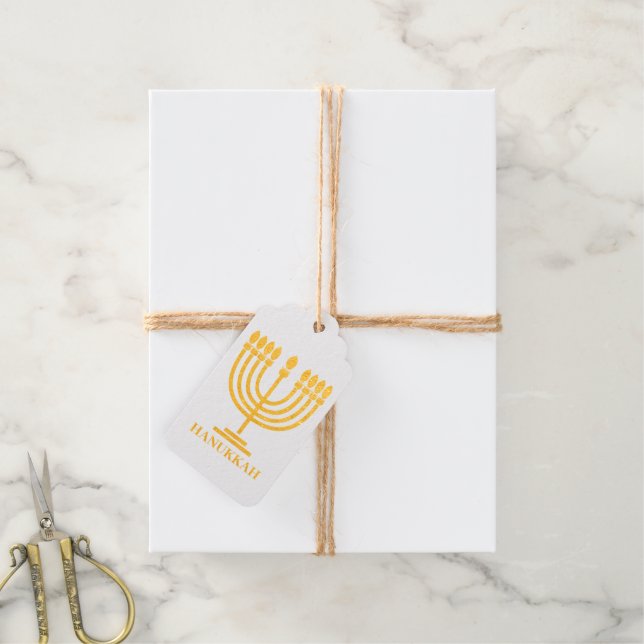 Étiquettes Cadeaux Hanukkiah Happy Hanoukka Juive Fête Menorah (Avec de la ficelle)