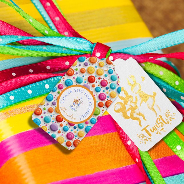 Étiquettes Cadeaux Joli lapins de forêt dansant Pois arc-en-ciel (Créateur téléchargé)