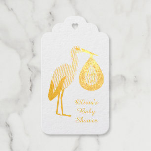 Étiquettes Cadeaux Joli rose Baby Girl Stork Baby shower personnalisé