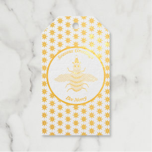 Étiquettes Cadeaux Jolie Bee de Noël et Poinsettia Fleurs Personnalis