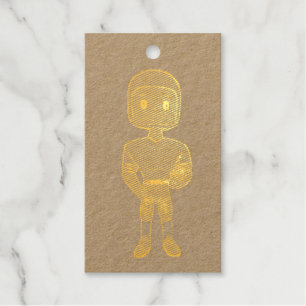 Étiquettes Cadeaux joueur de football vintage rétro noir jaune simple