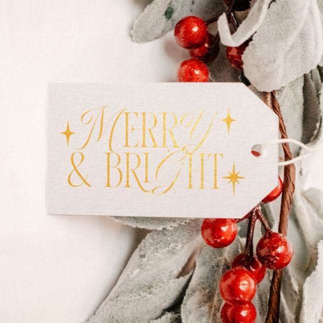 Étiquettes Cadeaux Joyeuses et brillantes étoiles rétro (Créateur téléchargé)