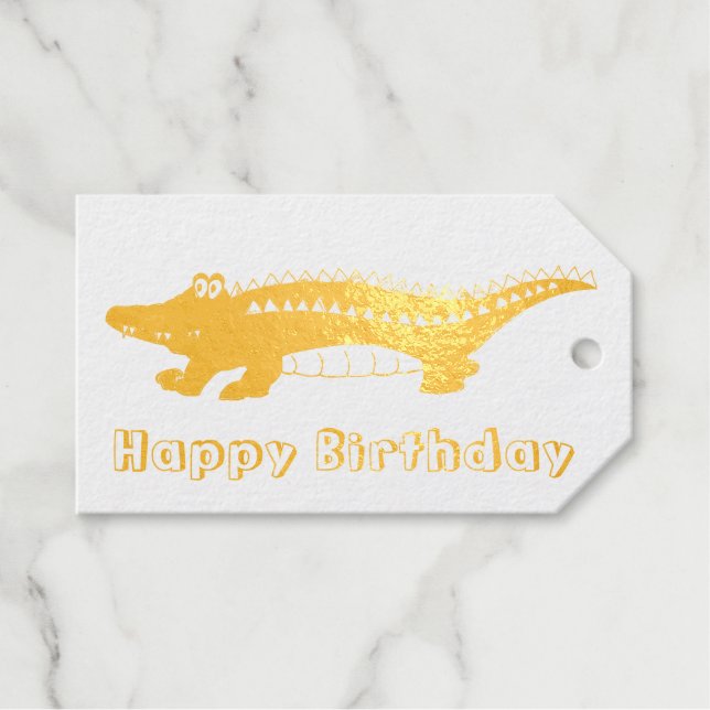 Étiquettes Cadeaux Joyeux anniversaire Gator Alligator Crocodile Croc (Recto (horizontal))