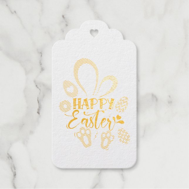 Étiquettes Cadeaux Joyeux lapin mignon de Pâques avec oeufs de Pâques (Recto)